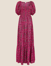 Floral Shirred Maxi Dress, Pink (PINK), large