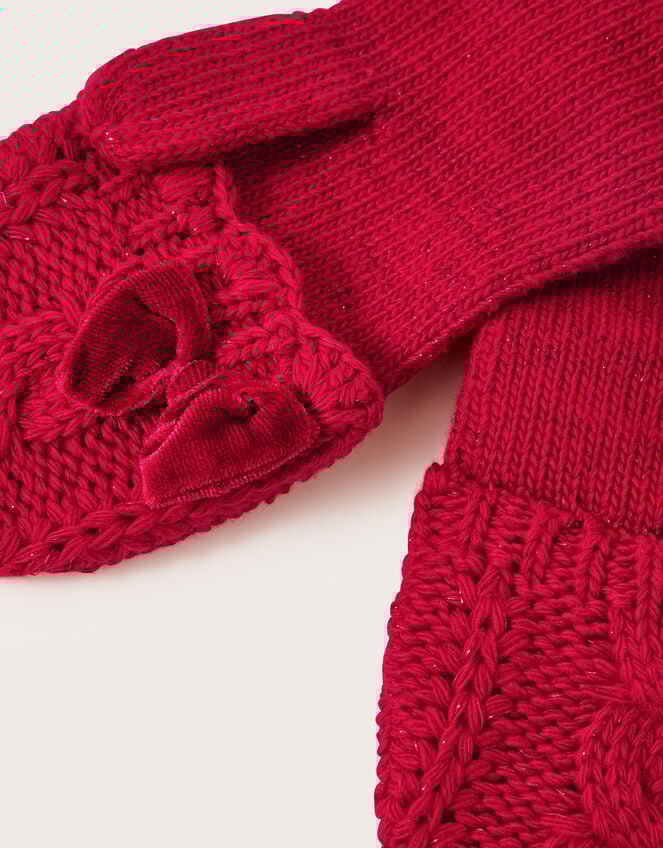 Bow Capped Gloves, Red (RED), large