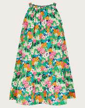 Ditsy Floral Swing Dress, Green (GREEN), large