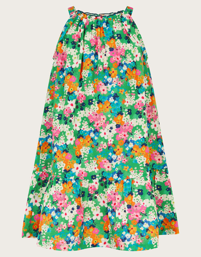 Ditsy Floral Swing Dress, Green (GREEN), large