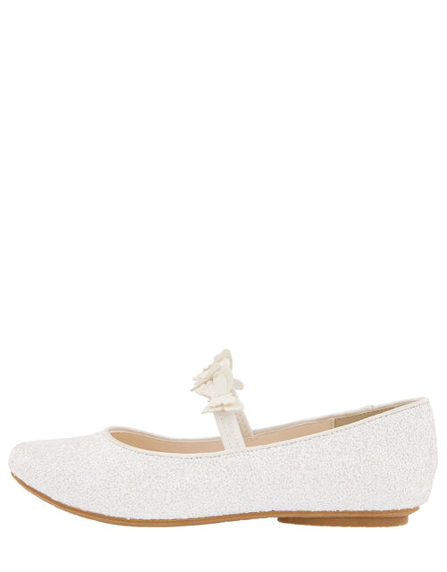Glitter Butterfly Ballerina Shoes, Ivory (IVORY), large
