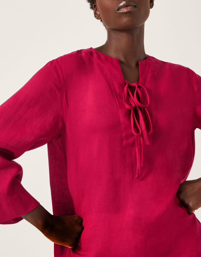 Mischa Tie Front Tunic Top, Red (RED), large