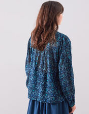 East Bridget Floral Print Top, Blue (NAVY), large