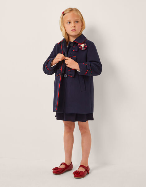 Piped Bow Coat, Blue (NAVY), large
