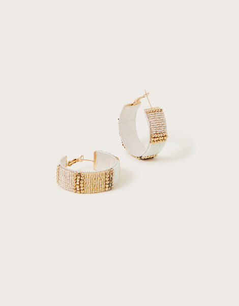 Heritage Beaded Hoop Earrings, , large