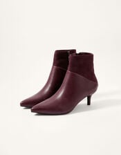 Mixed Material Ankle Boots, Red (BURGUNDY), large