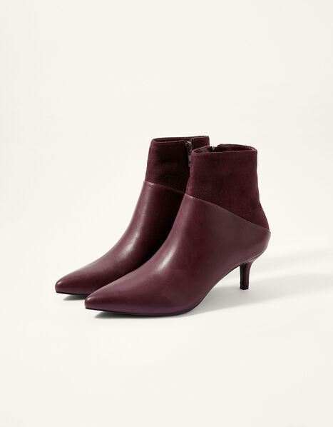Mixed Material Ankle Boots Red, Red (BURGUNDY), large
