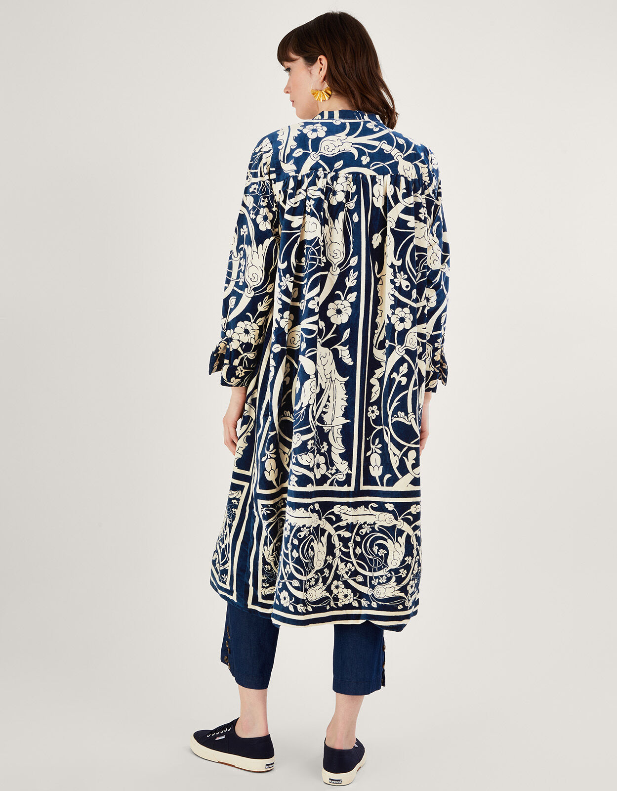 One Hundred Stars Jaipur Print Velvet Duster