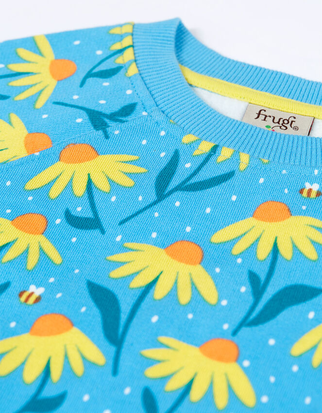 Frugi Floral Print Jumper, Blue (BLUE), large
