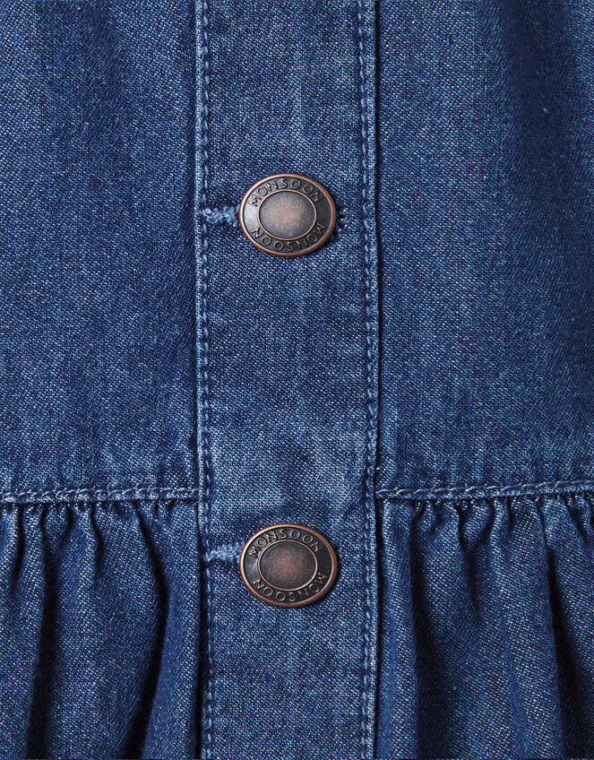 Frill Hem Denim Skirt in Organic Cotton, Blue (BLUE), large