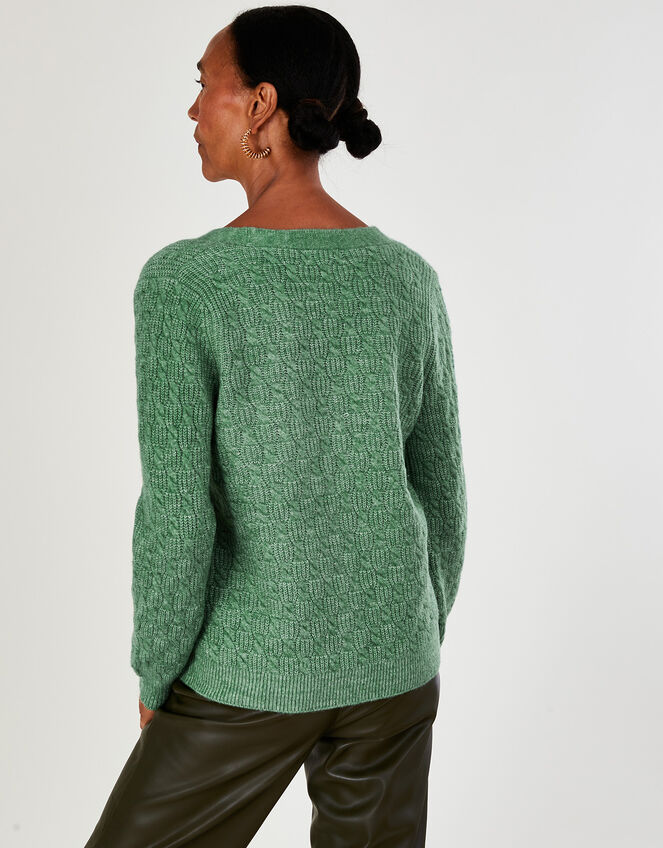 Super-Soft Cable Knit Cardigan, Green (GREEN), large