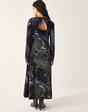 Delta Devoré Print Jersey Midi Dress, Black (BLACK), large