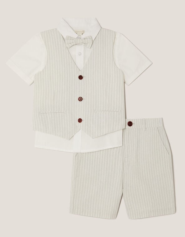 3-Piece Shirt & Waistcoat Set with Bow, Gray (GREY), large