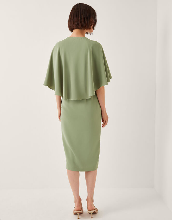 Cassandra Cape Sleeve Midi Dress, Green (SAGE), large