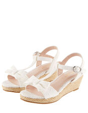 Broderie Wedge Sandals, Ivory (IVORY), large