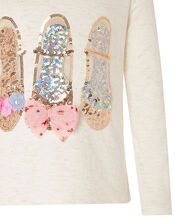 Sparkle Shoe Long Sleeve Top, Ivory (IVORY), large