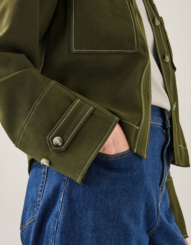 Katya Contrast Cargo Shirt, Green (KHAKI), large