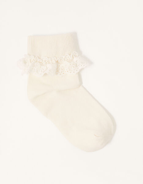 Olivia Lace Trim Socks Ivory, Ivory (IVORY), large
