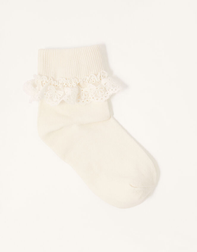 Olivia Lace Trim Socks, Ivory (IVORY), large