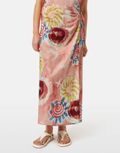 Abstract Print Midi Wrap Skirt, Pink (PINK), large