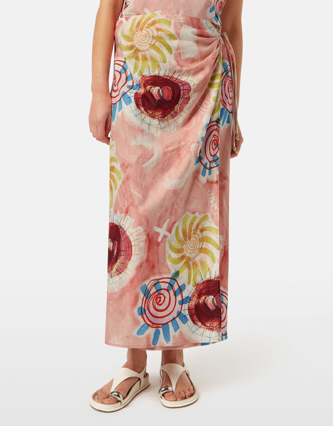 Abstract Print Midi Wrap Skirt, Pink (PINK), large