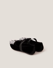 Jewel Bow Velvet Ballet Flats, Black (BLACK), large