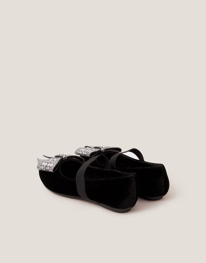 Jewel Bow Velvet Ballet Flats, Black (BLACK), large