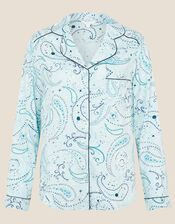 Paisley Print Button Pyjama Shirt, Blue (BLUE), large