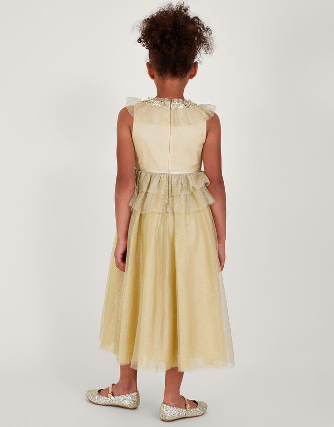 Land of Wonder Alexandra Mesh Ruffle Dress, Gold (GOLD), large