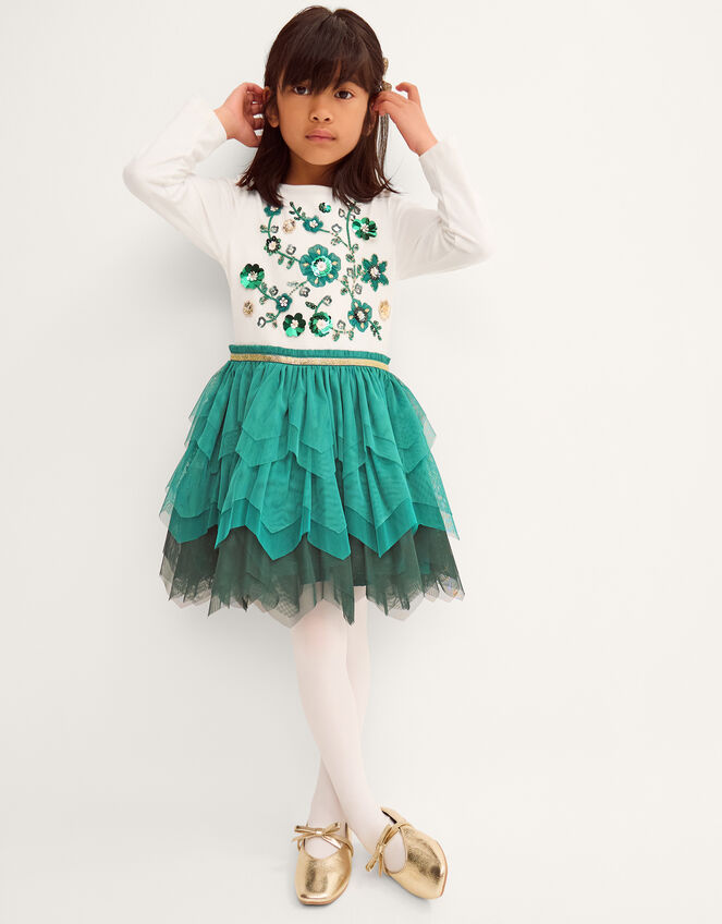 Floral Embellished Disco Dress, Green (GREEN), large
