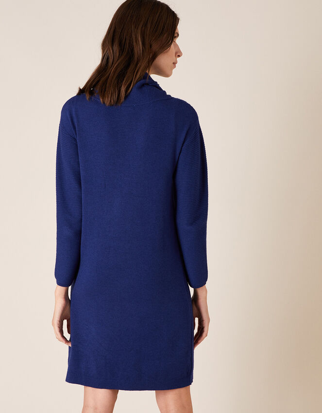 Cali Cowl Neck Knit Dress, Blue (BLUE), large