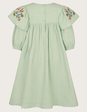 Boutique Embroidered Cheesecloth Dress, Green (GREEN), large