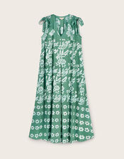 East Aggie Hand-Batik Floral Green Dress, Green (GREEN), large