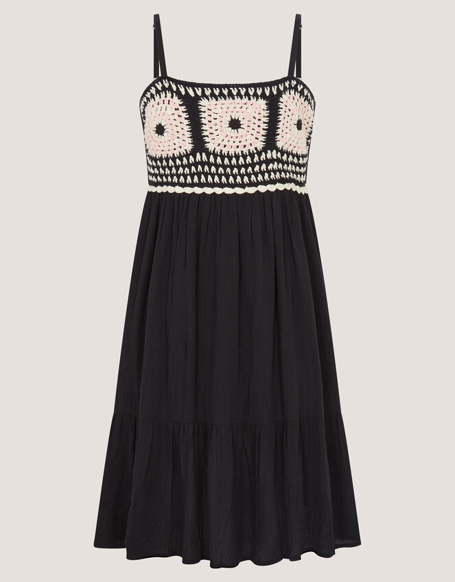 Crochet Sleeveless Dress, Black (BLACK), large