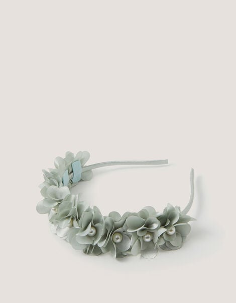 Corsage Floral Pearl Headband, Green (SAGE), large