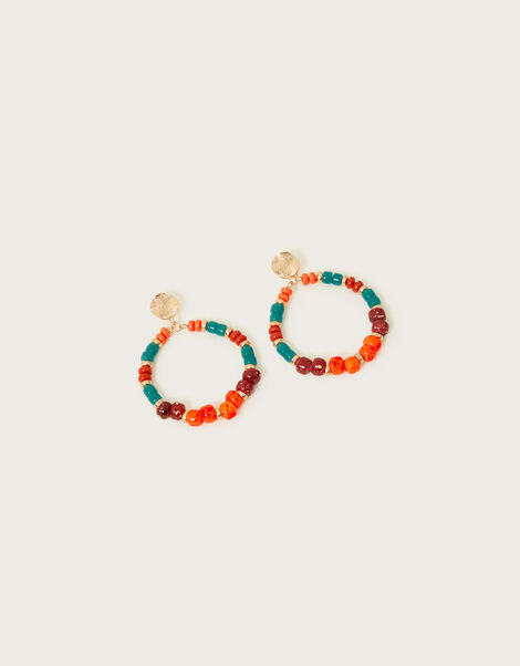 Multi Bead Hoop Earrings, , large