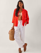 Jolie Regular Linen Wide Leg Trousers, White (WHITE), large