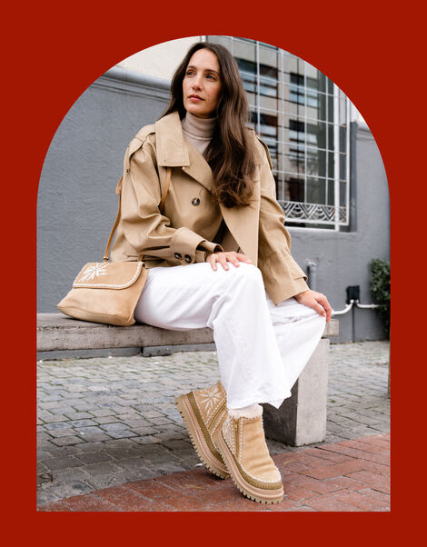 Laidback London Setsu Floral Suede Ankle Boots, Camel (BEIGE), large