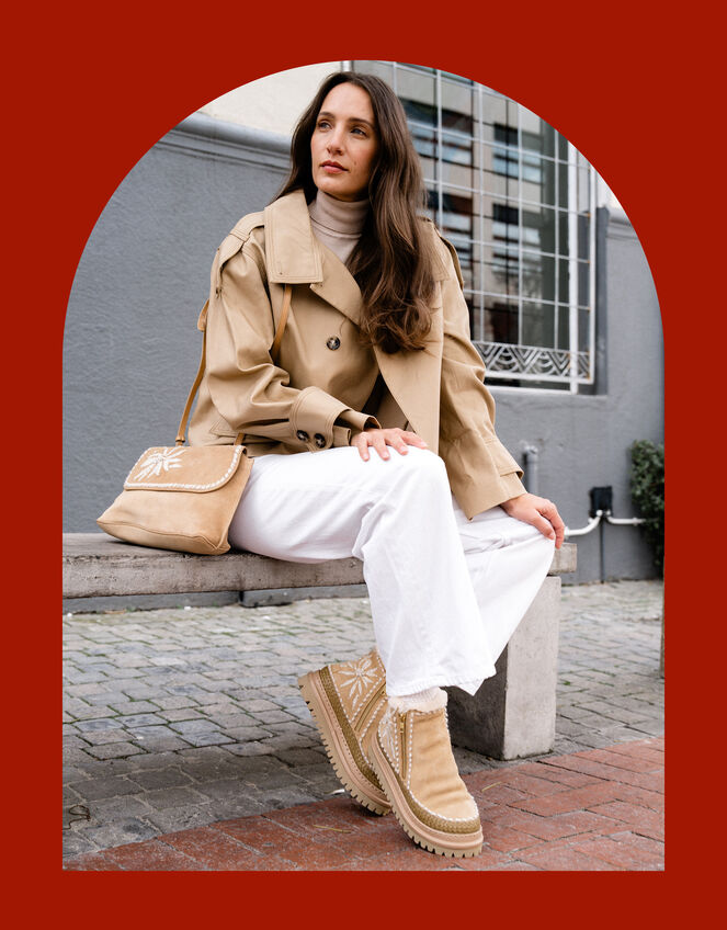 Laidback London Setsu Floral Suede Ankle Boots, Camel (BEIGE), large