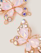 2-Pack Gemstone Butterfly Hair Clips, Pink (PINK), large