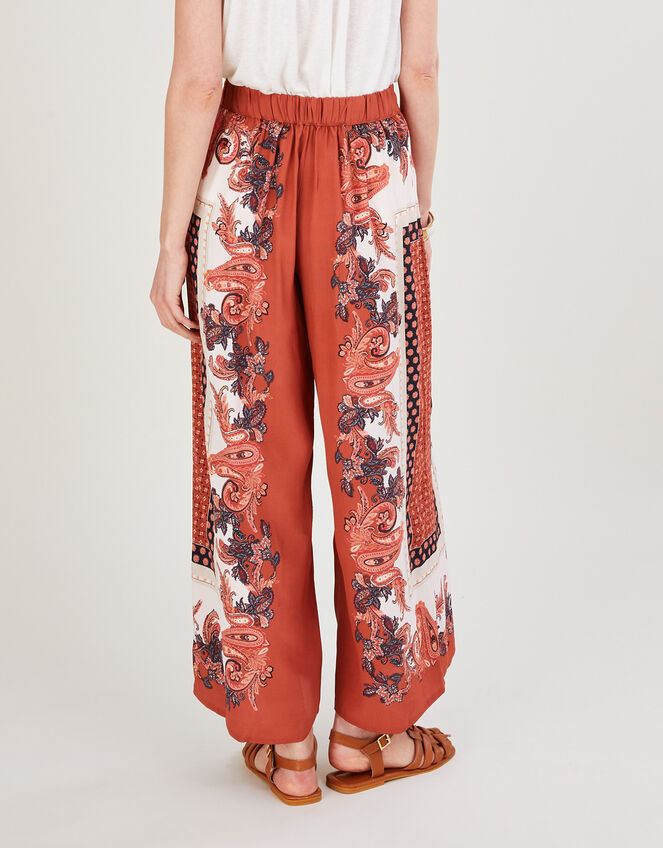 Placement Scarf Print Trousers, Orange (RUST), large