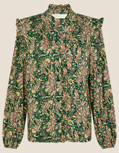 Paisley Print Jersey Shirt, Green (GREEN), large