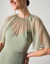 Mona Angel Sleeve Maxi Dress, Green (SAGE), large