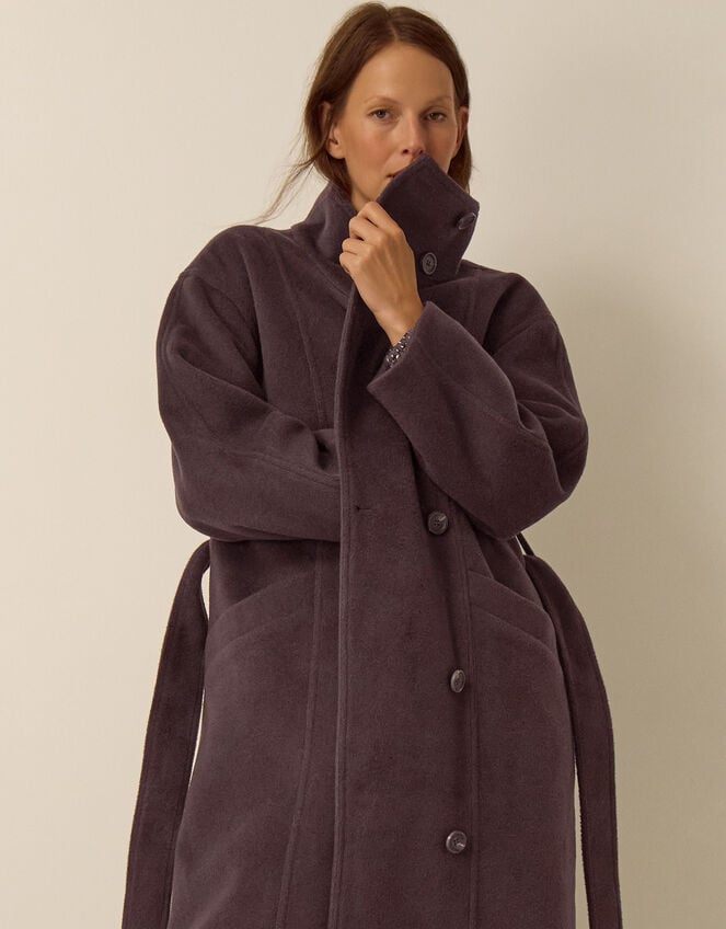 Millie Funnel Neck Belted Coat, Brown (CHOCOLATE), large
