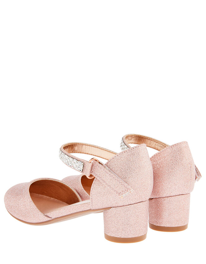 Diamante Strap Two-Part Heeled Shoes, Gold (ROSE GOLD), large