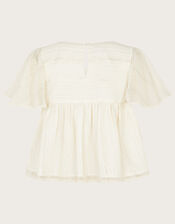 Woven Sparkle Bow Blouse, Ivory (IVORY), large