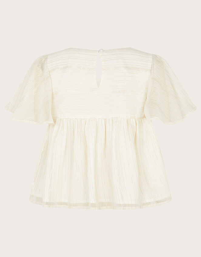 Woven Sparkle Bow Blouse, Ivory (IVORY), large