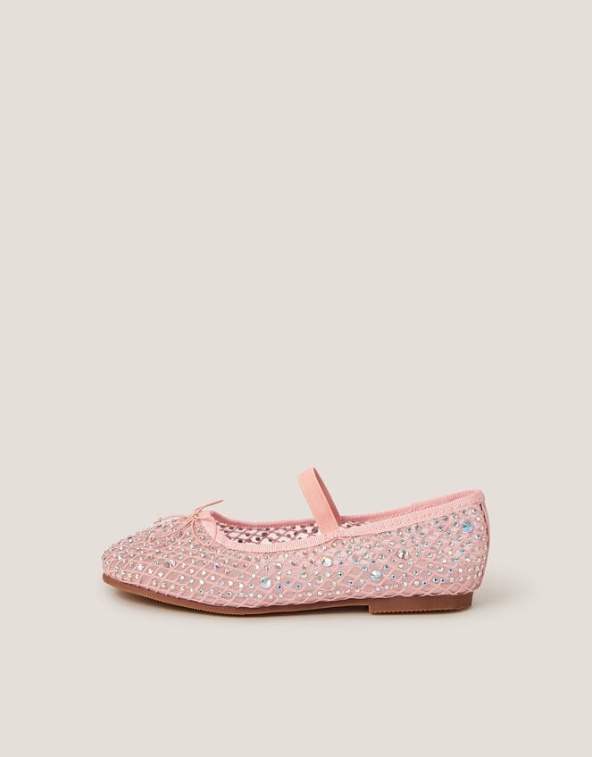 Bling Mesh Ballet Flats, Pink (PINK), large