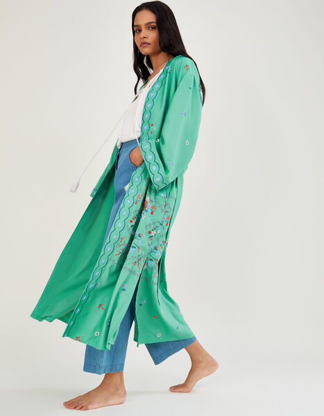 Sylvia Embroidered Kimono Green, Green (MINT), large