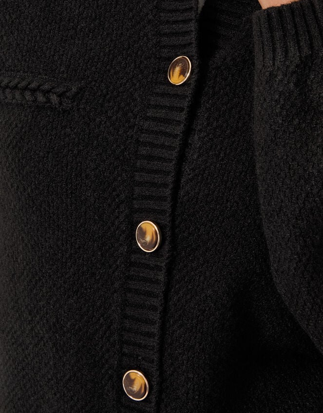 Bella Braid Pocket Cardigan, Black (BLACK), large